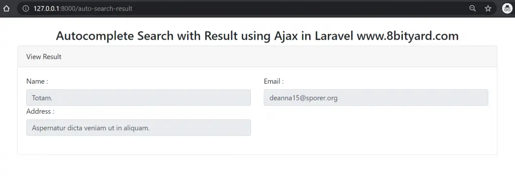 ajax auto complete search in laravel