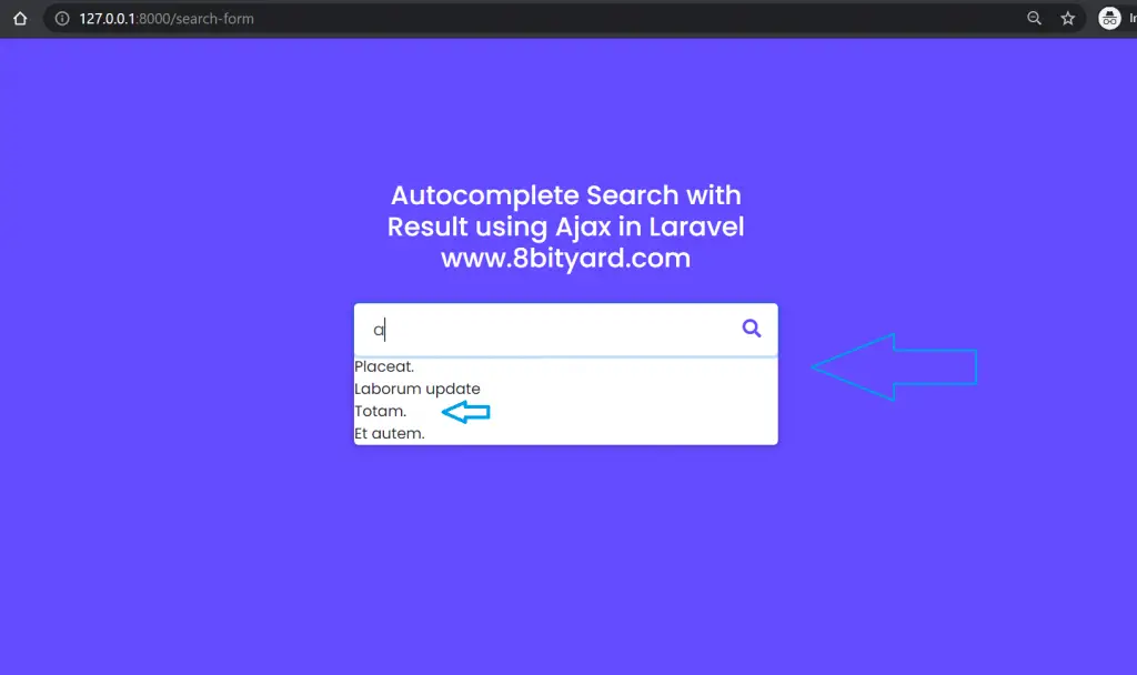 ajax auto complete search in laravel