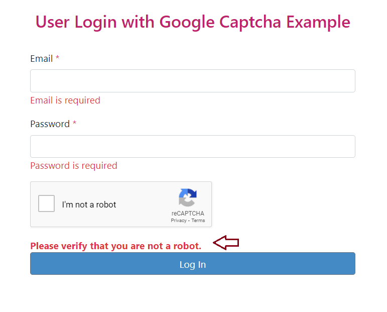 google captcha validation