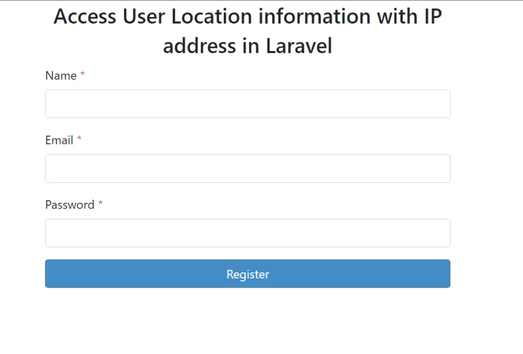 register user and get the ip location with complete detail in laravel