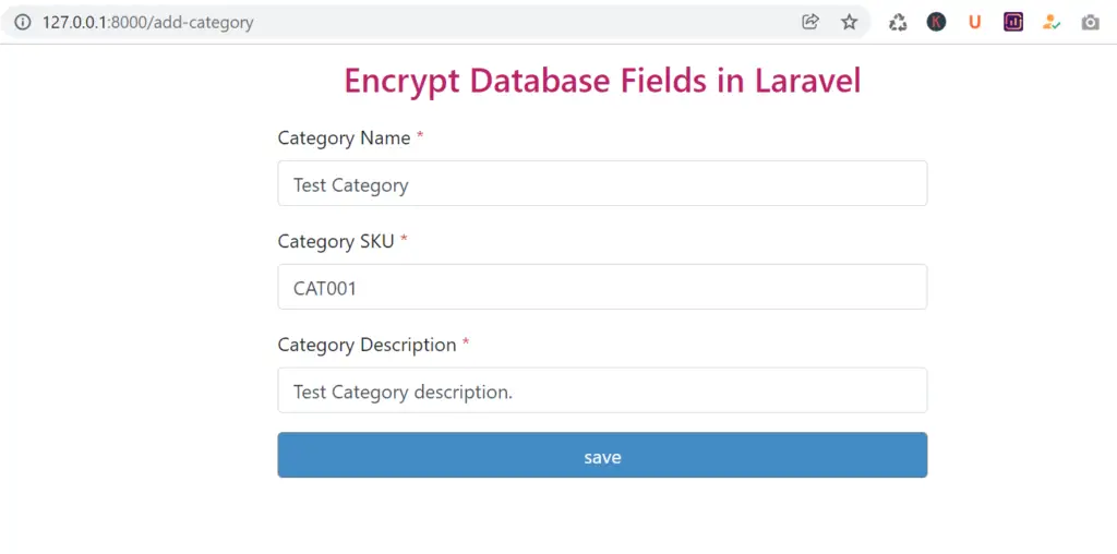 encrypt database field in laravel