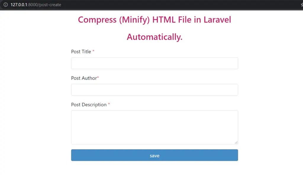 compress html blade files in laravel