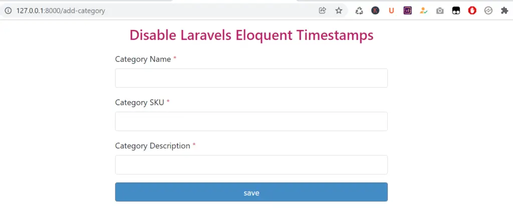 created_at and updated_at disable in laravel application