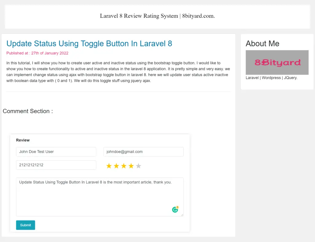 create star rating system in laravel