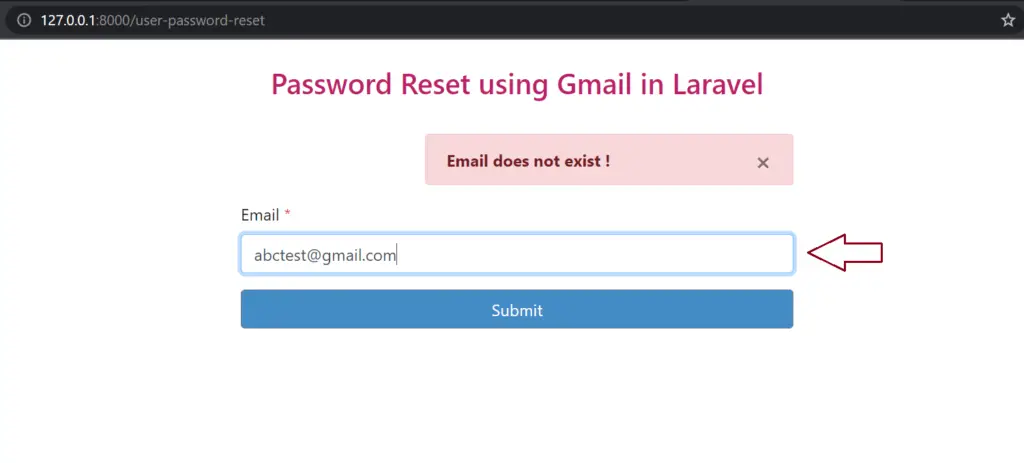 check email exist or not in laravel application