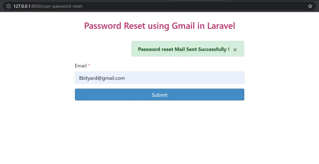 laravel password reset send email