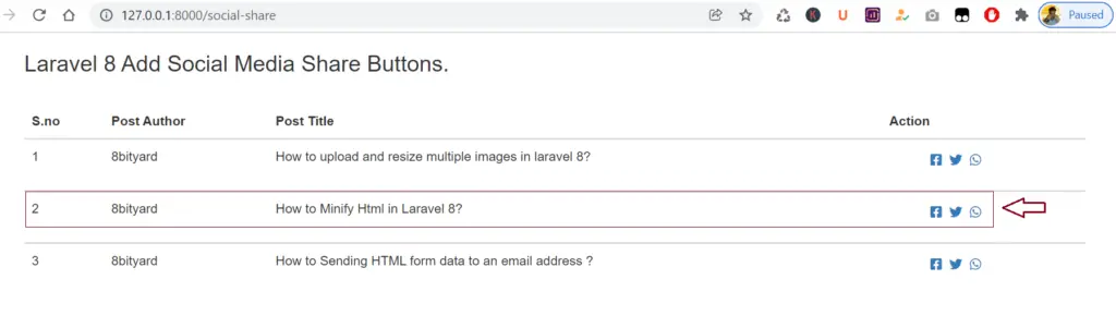 Laravel 8 Add Social Media Share Buttons
