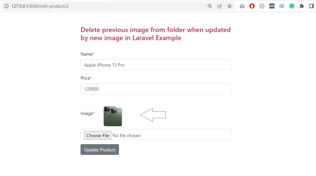 delete previous image from folder when updated by new image in laravel