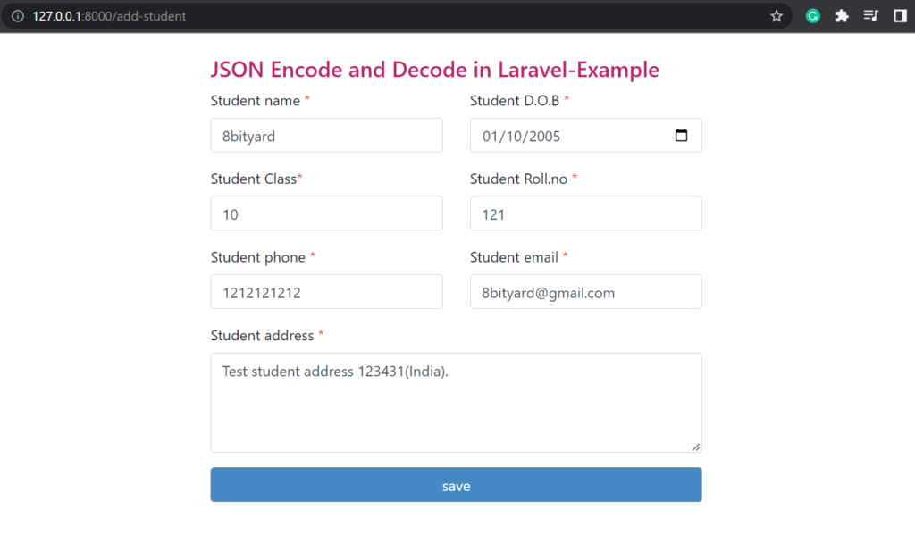 JSON encode and decode example in laravel