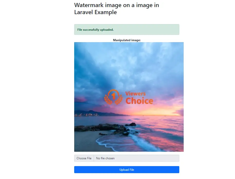add watermark image before uploading image in Laravel